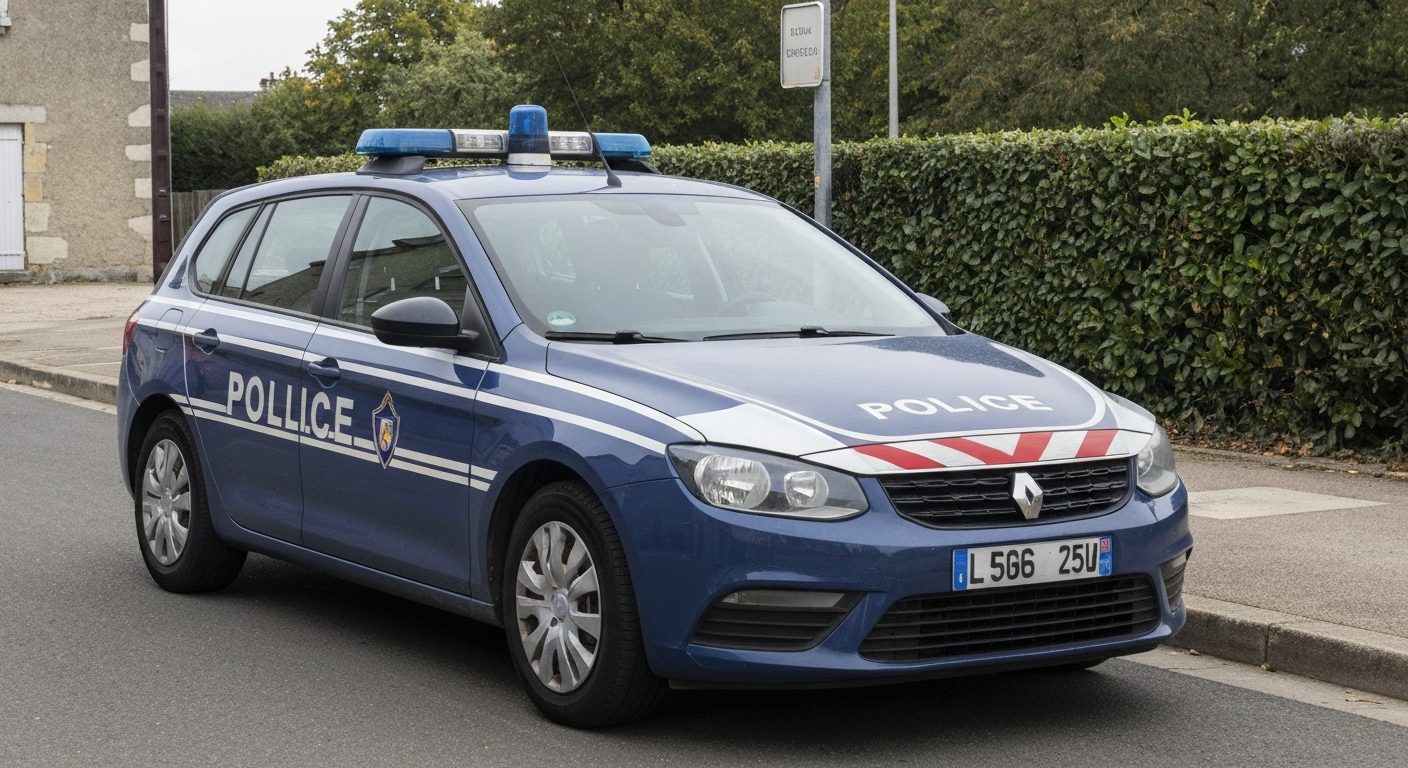 Véhicule de forces de l'ordre dans une rue française